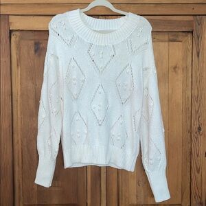 LOFT CREAM Pointelle bobble Knit Sweater Sz. L